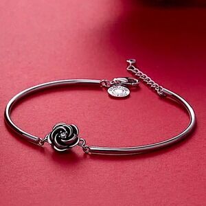 Sterling Silver Minimalist Flower Bracelet, Irregular, Geometric, Dainty, Trendy